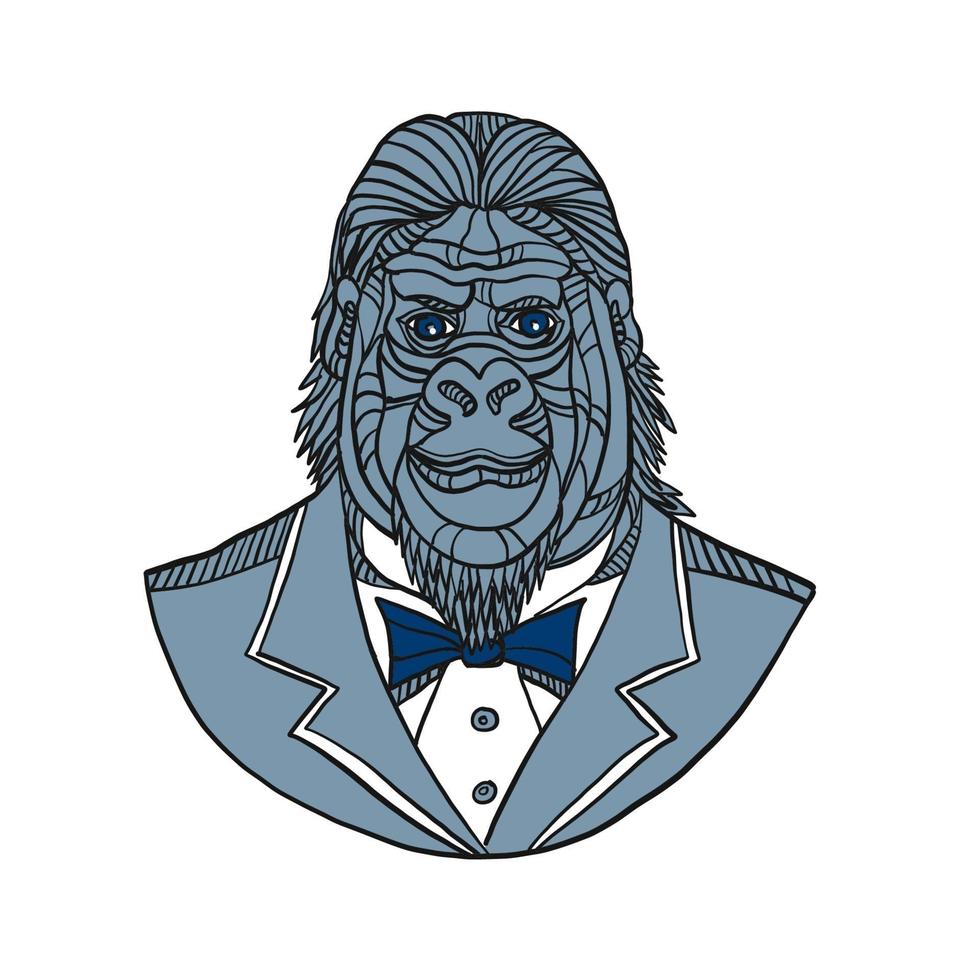 gorila smoking jaqueta monoline cor vetor