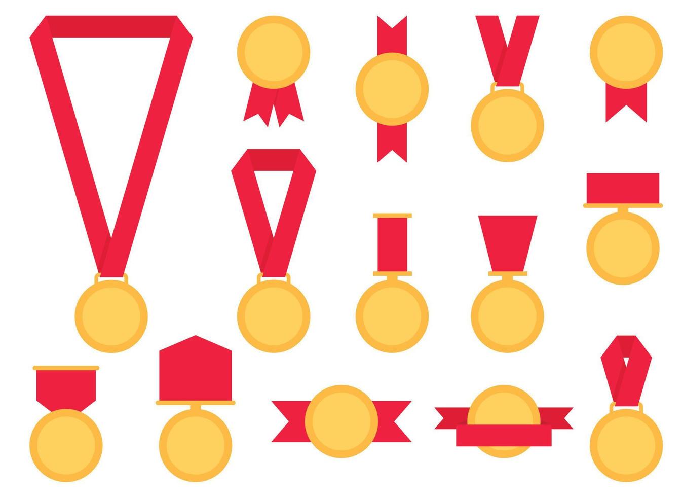 ouro medalha com vermelho fita vetor ilustração dentro plano estilo