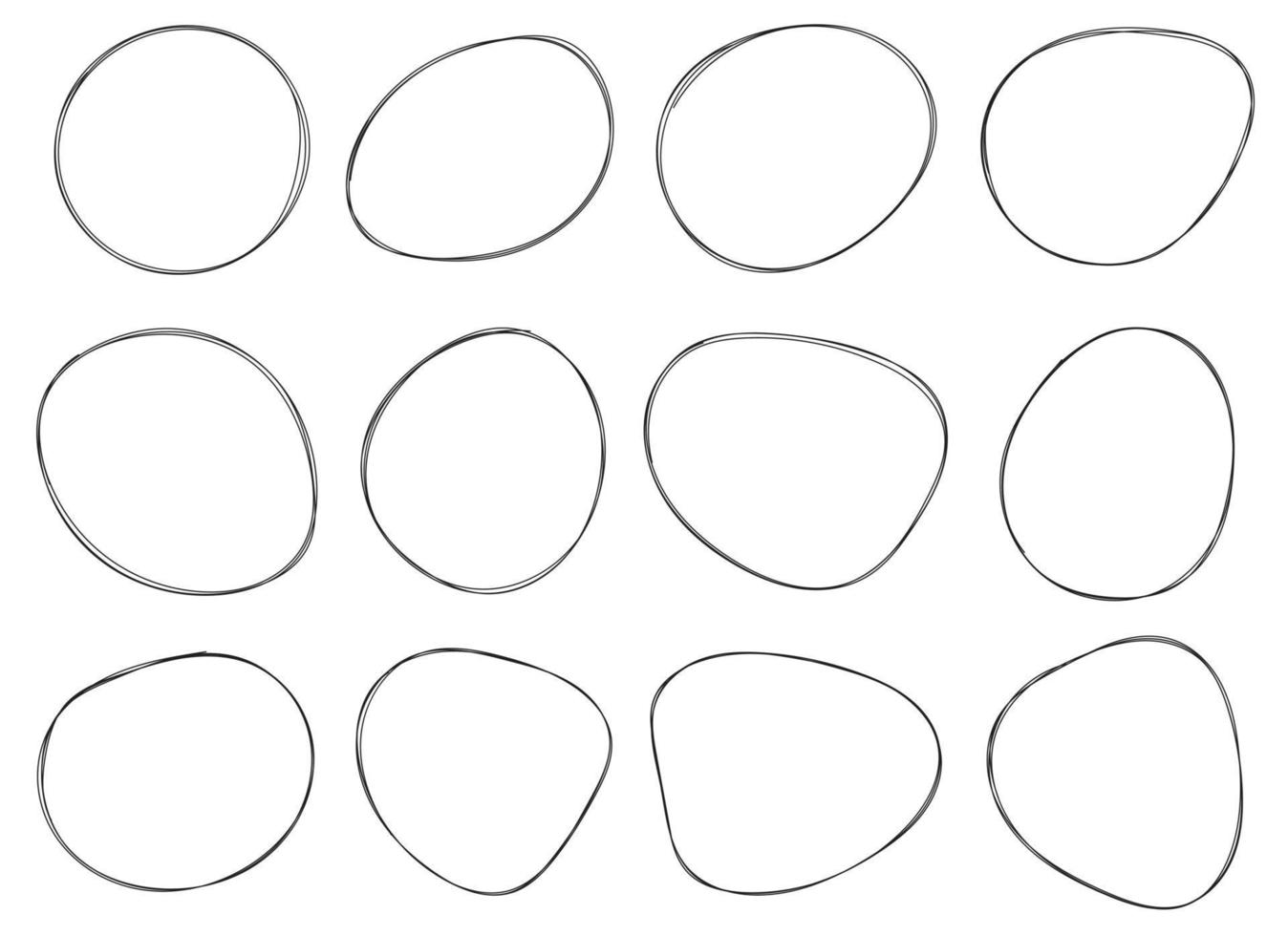 mão desenhado círculo destacando vetor conjunto isolado em branco