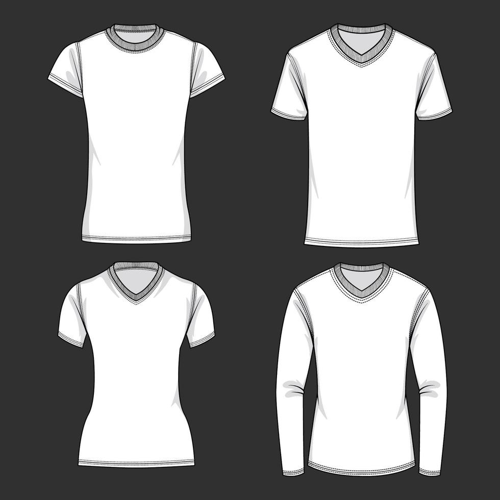 branco simples camiseta com esboço vetor