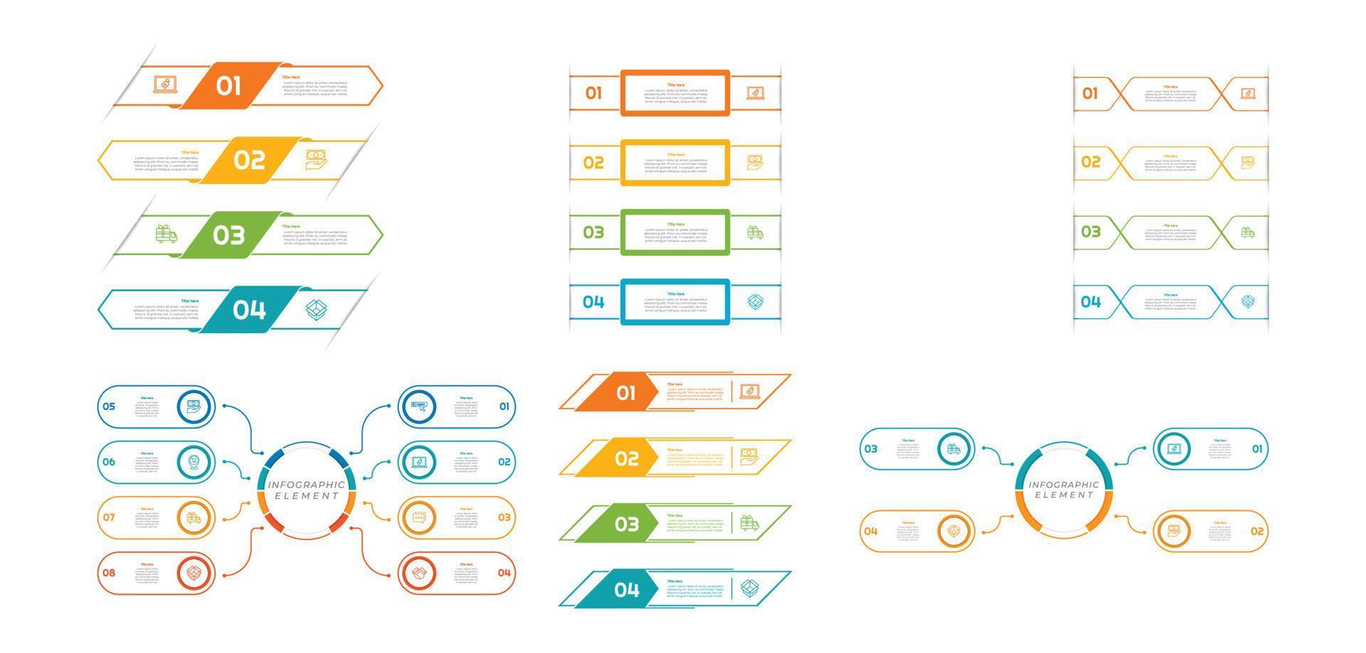 infográfico agrupar conjunto com 4, 5, 6 passos, opções ou processos para fluxo de trabalho disposição, diagrama, anual relatório, apresentação e rede Projeto. vetor