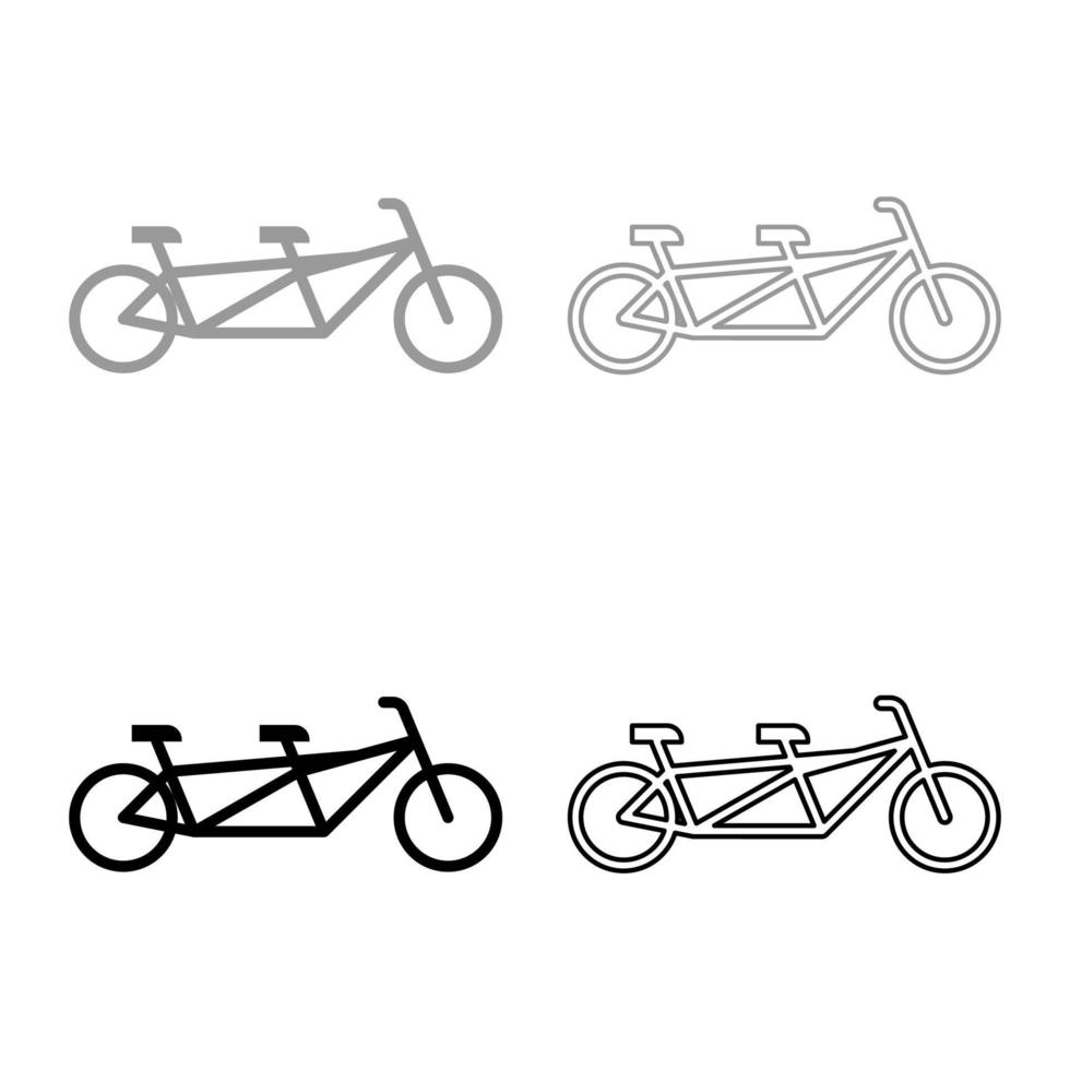 tandem bicicleta bicicleta conjunto ícone cinzento Preto cor vetor ilustração imagem sólido preencher esboço contorno linha fino plano estilo