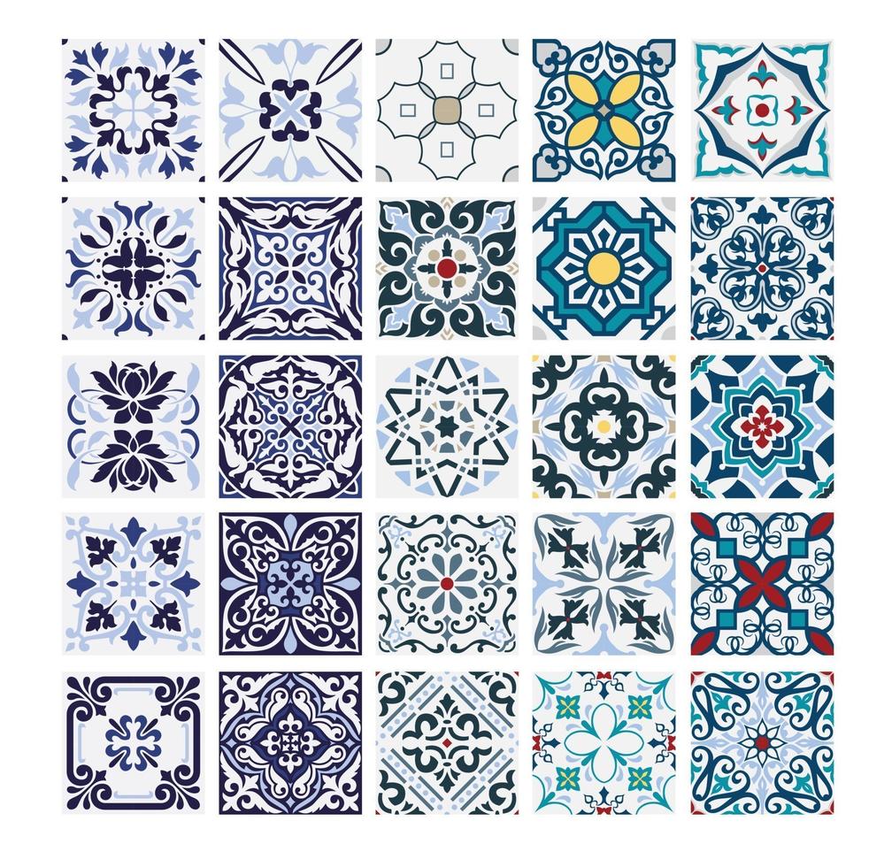 azulejos antigos padrões portugueses design sem costura antigo em ilustração vetorial vetor