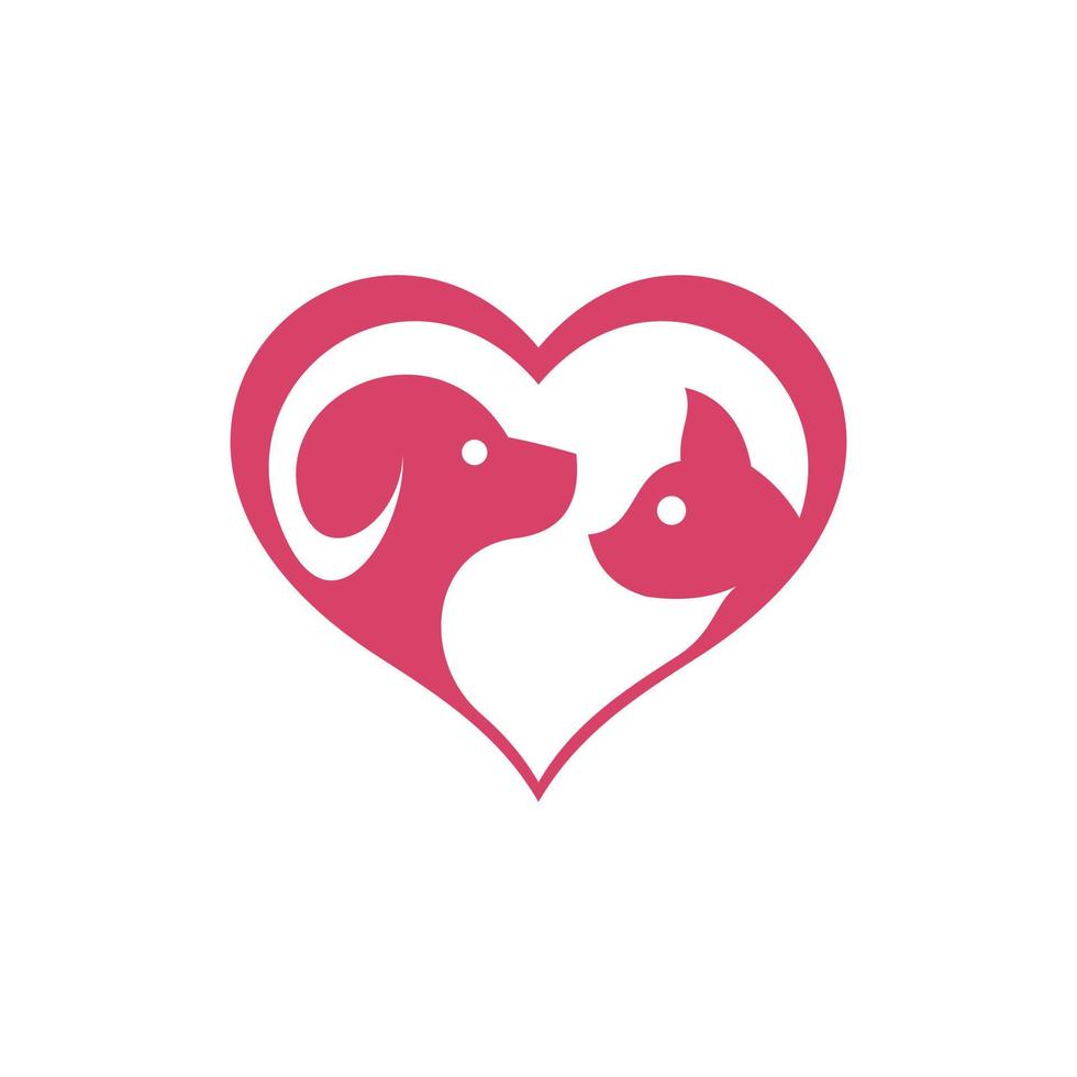 animal cachorro e gato amor moderno simples logotipo vetor