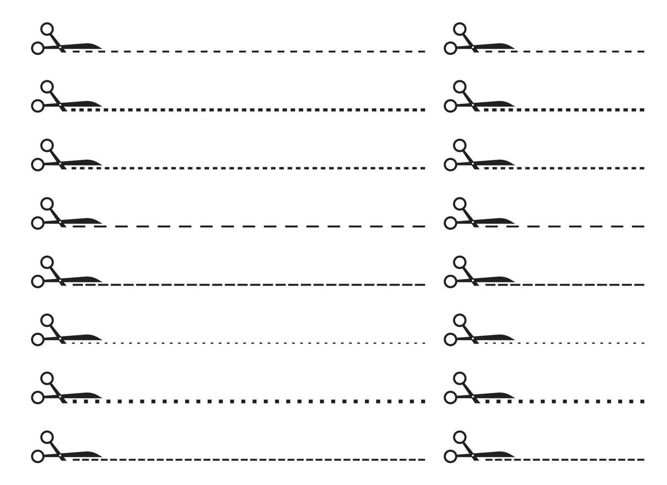 tesouras com cortar pontilhado linha vetor ilustração coleção