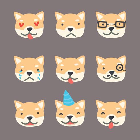 shiba inu faces vetor