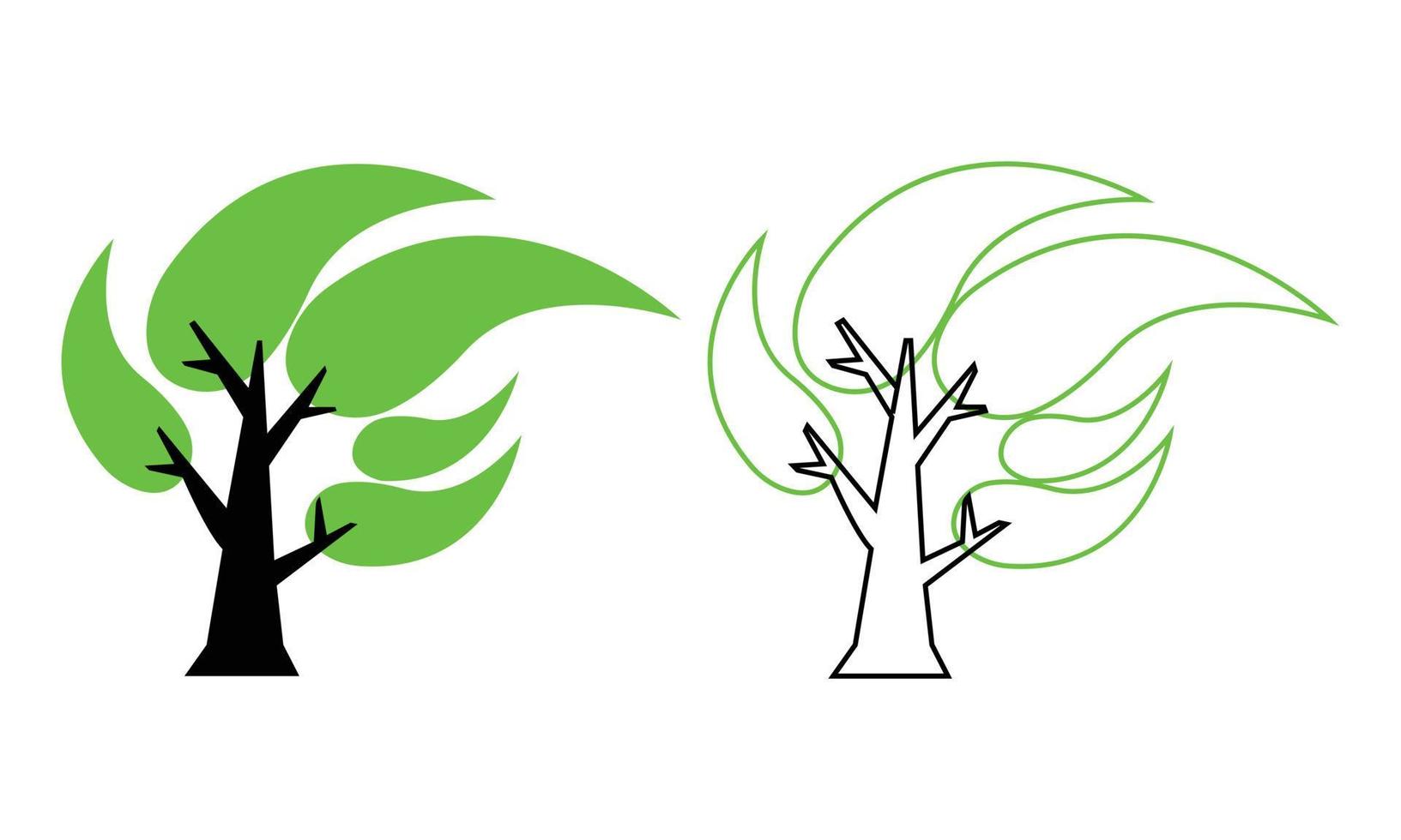 árvore ícone conjunto vetor verde e Preto Projeto.