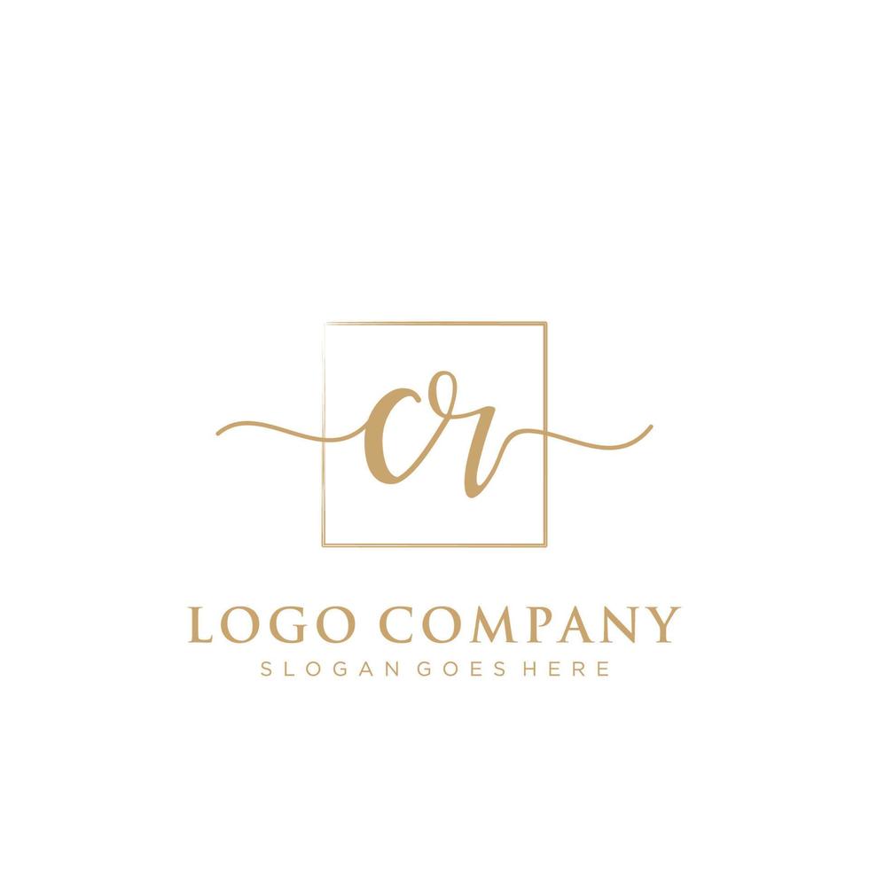 inicial cr feminino logotipo coleções modelo. caligrafia logotipo do inicial assinatura, casamento, moda, joalheria, butique, floral e botânico com criativo modelo para qualquer companhia ou negócios. vetor