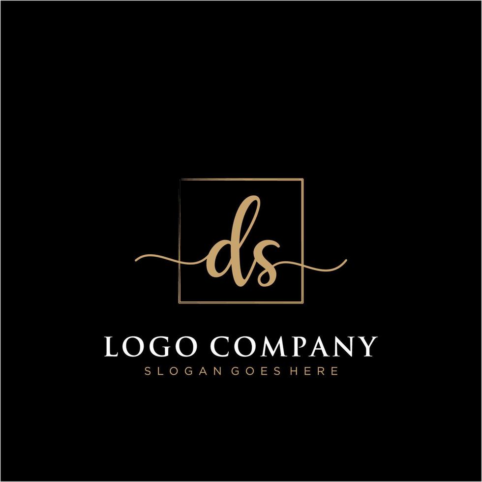 inicial ds feminino logotipo coleções modelo. caligrafia logotipo do inicial assinatura, casamento, moda, joalheria, butique, floral e botânico com criativo modelo para qualquer companhia ou negócios. vetor