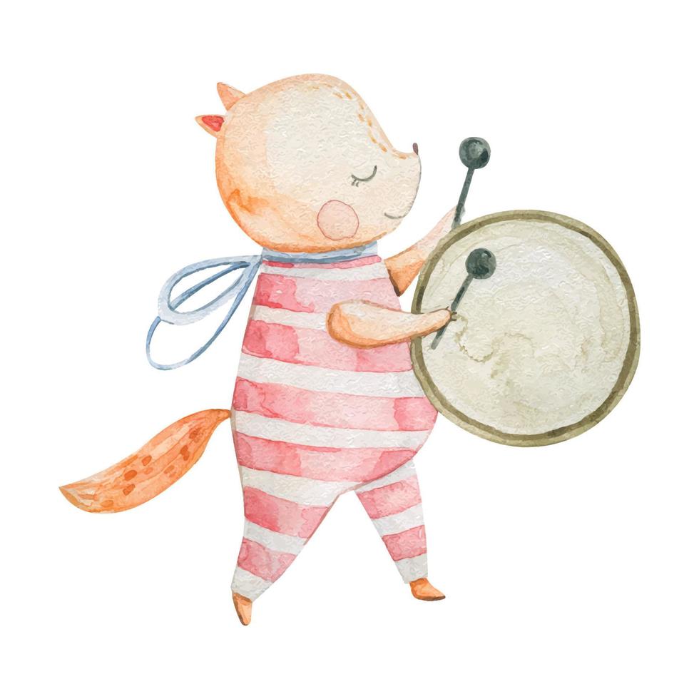 fofa circo desenho animado vetor ilustração. aguarela ilustrações em uma cartazes e faixas para uma circo shows, animal, mágico, personagem, malabarismo, e circo motivos. infantil ilustração