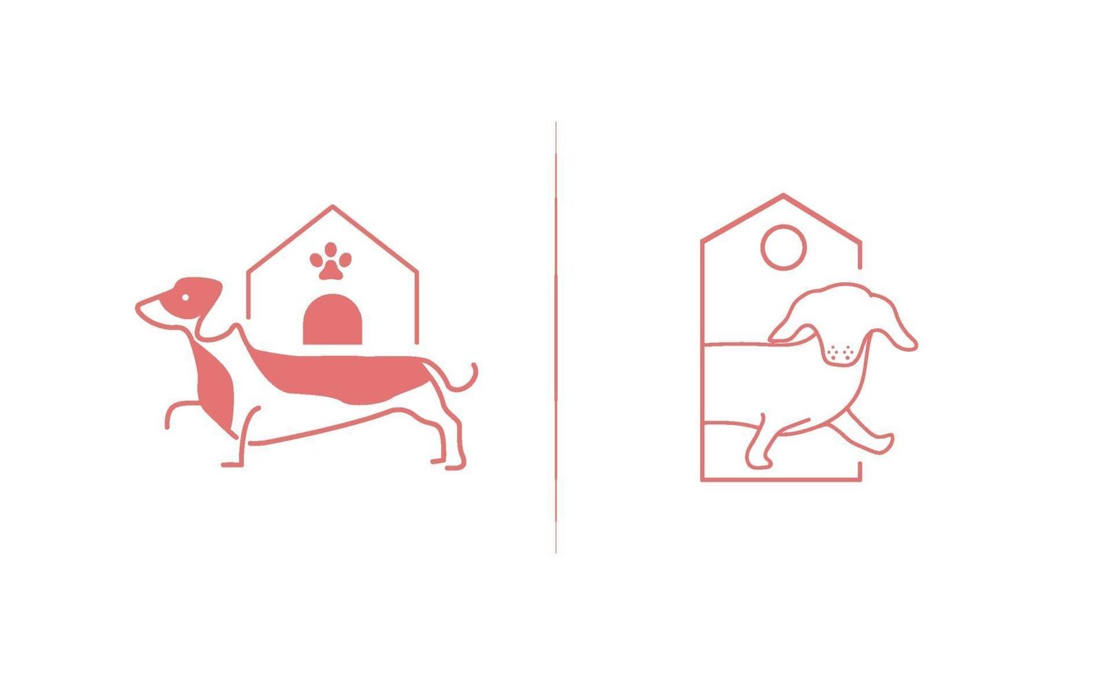 cão pet casa logo vetor ícone linha arte esboço