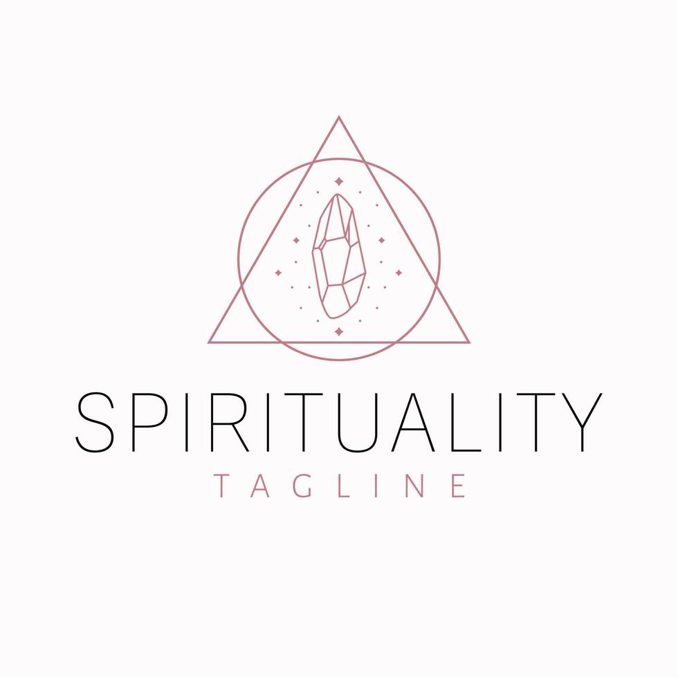 espiritualidade vetor logotipo Projeto. cristais e esotérico plano logotipo. lua e cristal logotipo modelo.