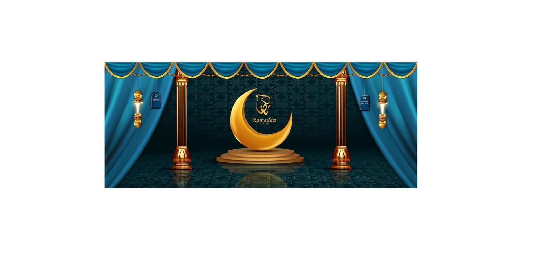 fundo de venda de banner realista luxo ramadan kareem vetor