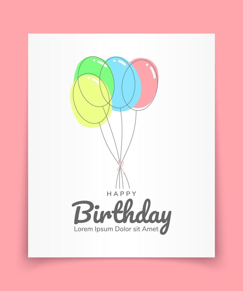 cartão de feliz aniversário com balões vetor