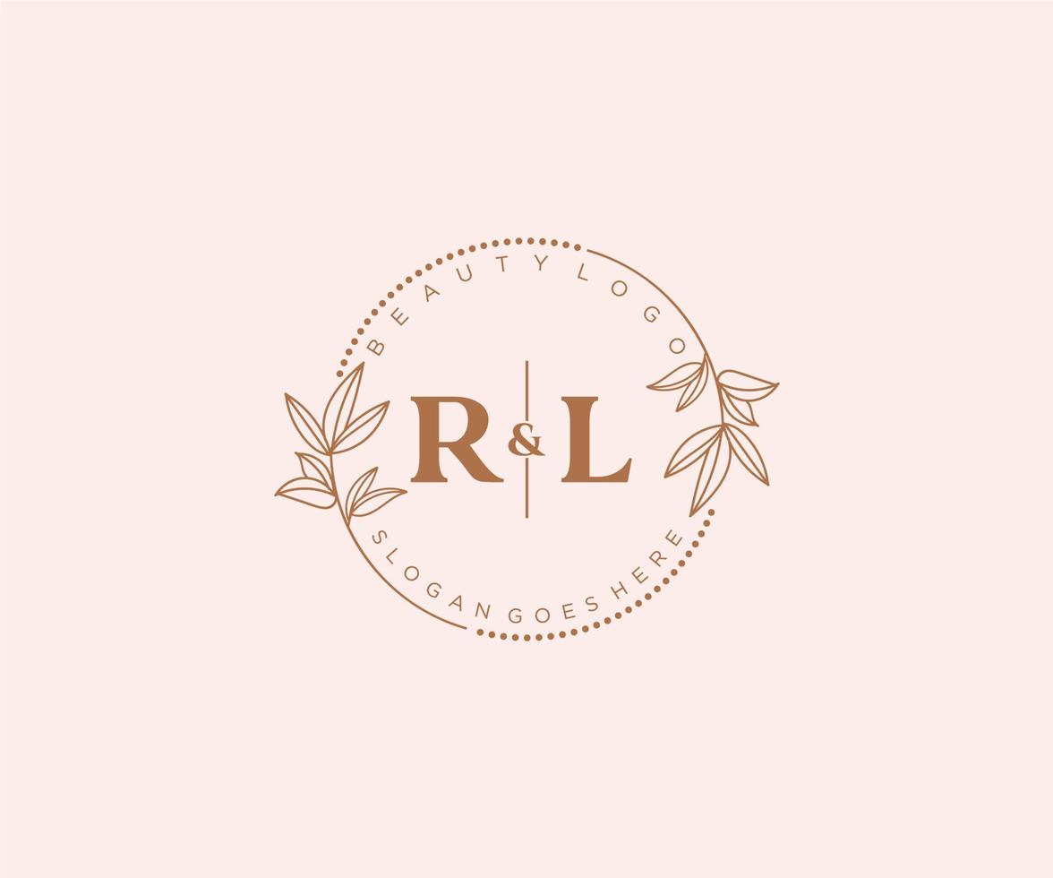 inicial rl cartas lindo floral feminino editável premade monoline logotipo adequado para spa salão pele cabelo beleza boutique e Cosmético empresa. vetor