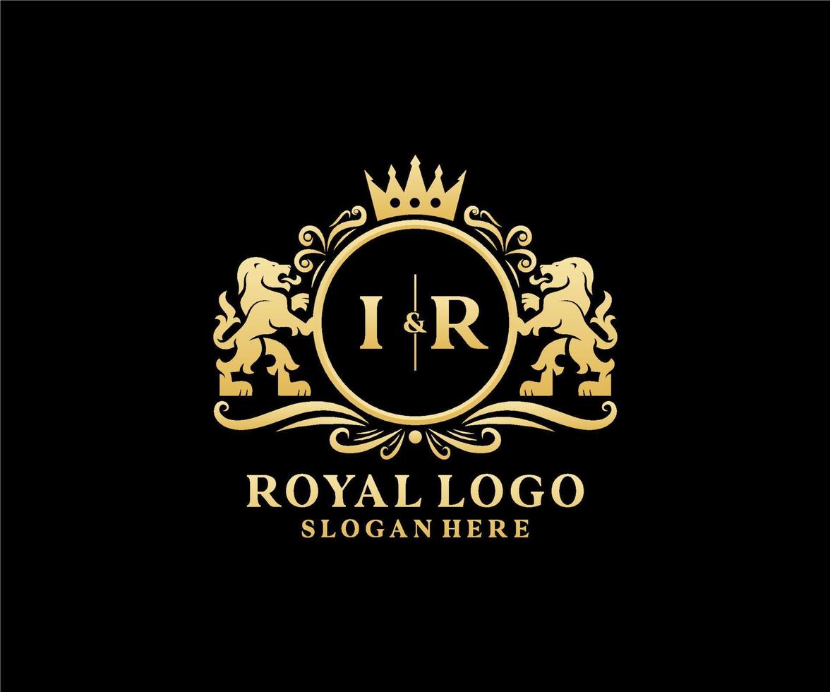 modelo de logotipo de luxo real de leão de carta inicial ir em arte vetorial para restaurante, realeza, boutique, café, hotel, heráldica, joias, moda e outras ilustrações vetoriais. vetor