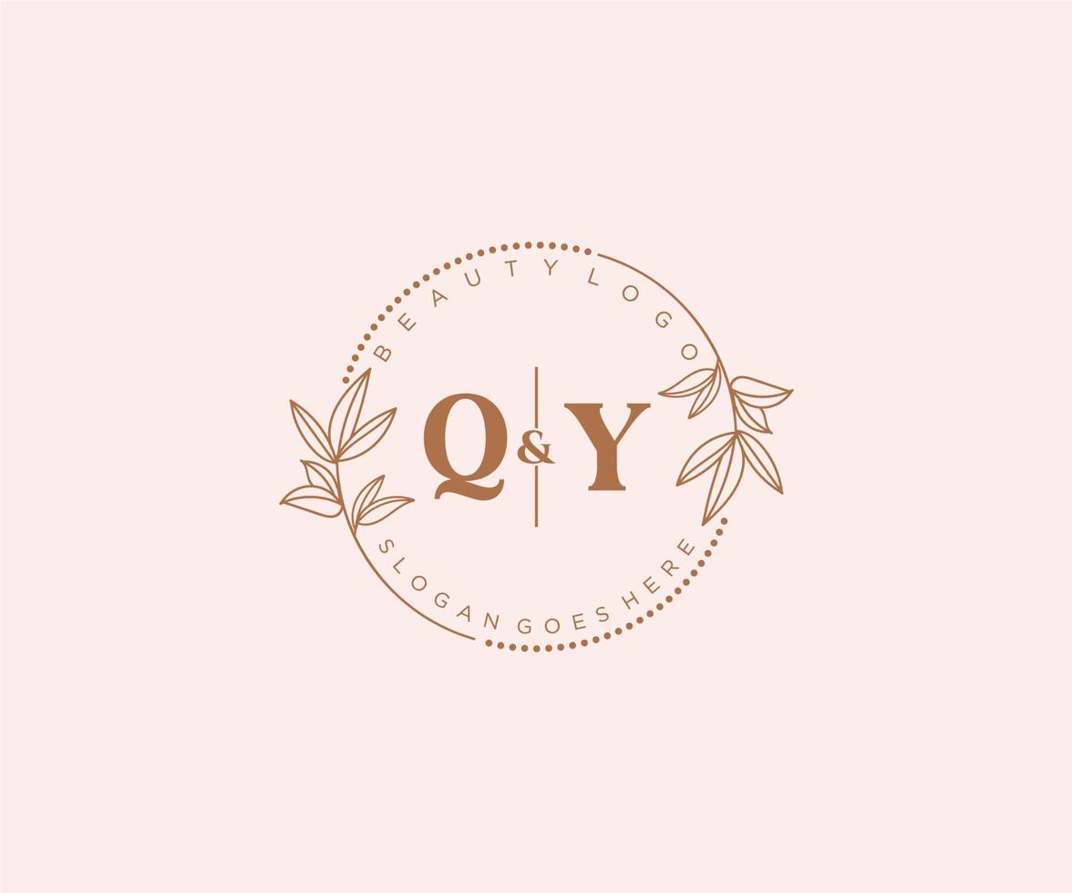 inicial qy cartas lindo floral feminino editável premade monoline logotipo adequado para spa salão pele cabelo beleza boutique e Cosmético empresa. vetor