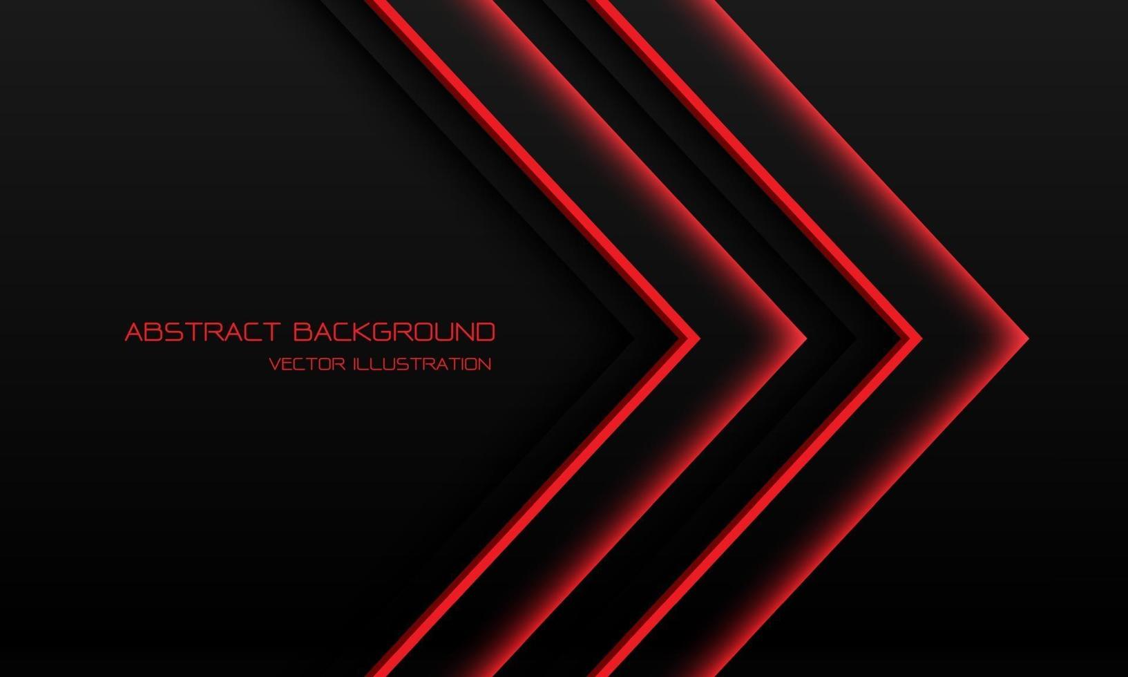 abstrato vermelho luz néon seta direção em preto com espaço em branco design moderno futurista tecnologia fundo ilustração vetorial. vetor