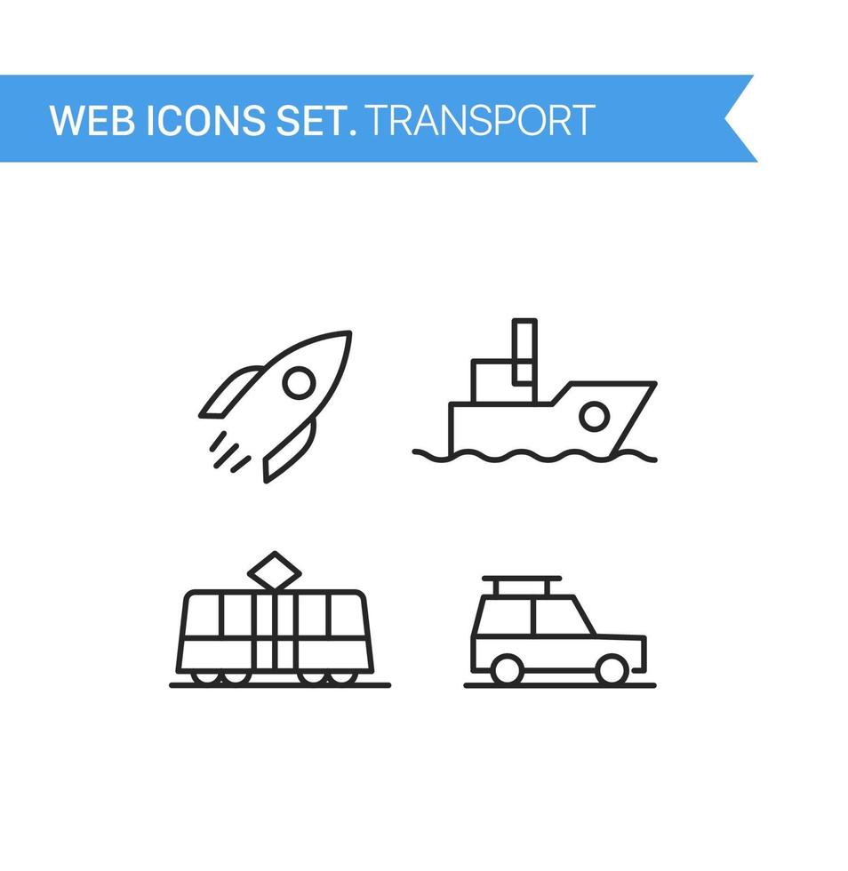 transporte. conjunto de vetores de ícones de linha fina