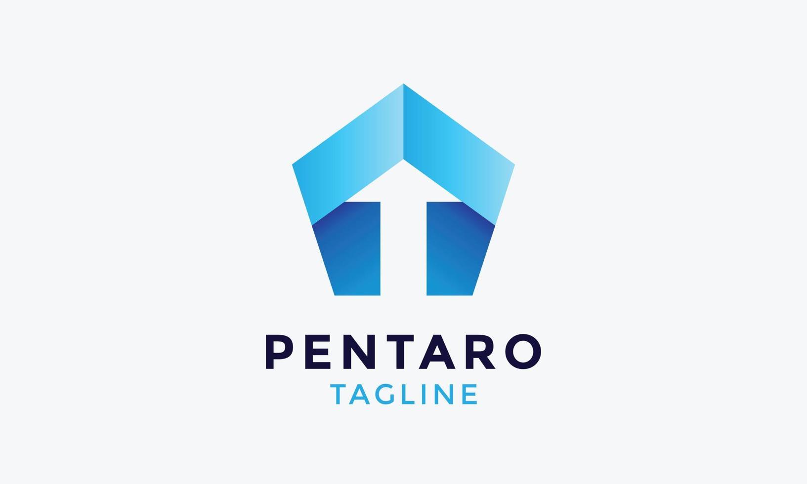 Pentágono seta conceito logotipo vetor minimalista Projeto plano estilo arte simbólico