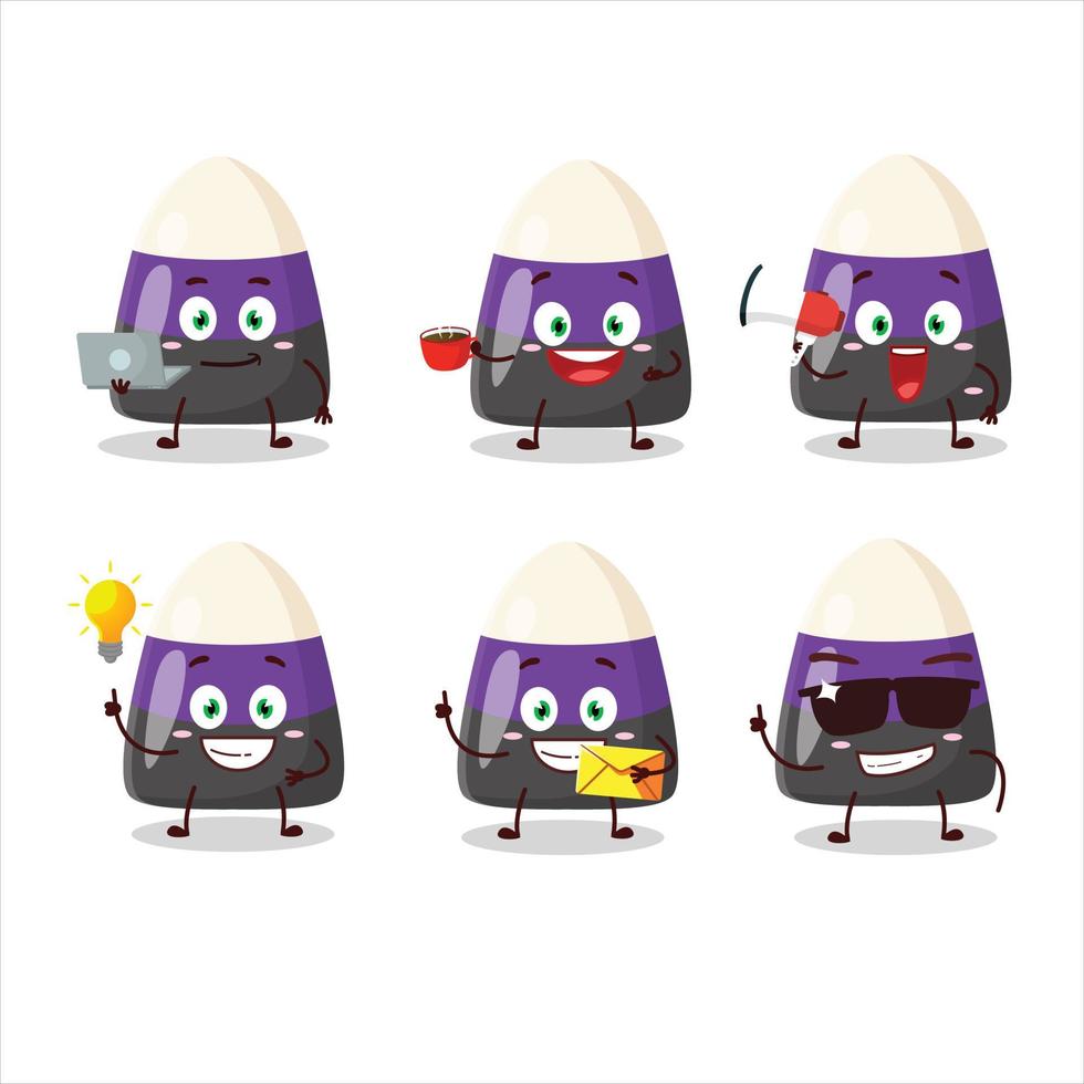 azul doce milho desenho animado personagem com vários tipos do o negócio emoticons vetor