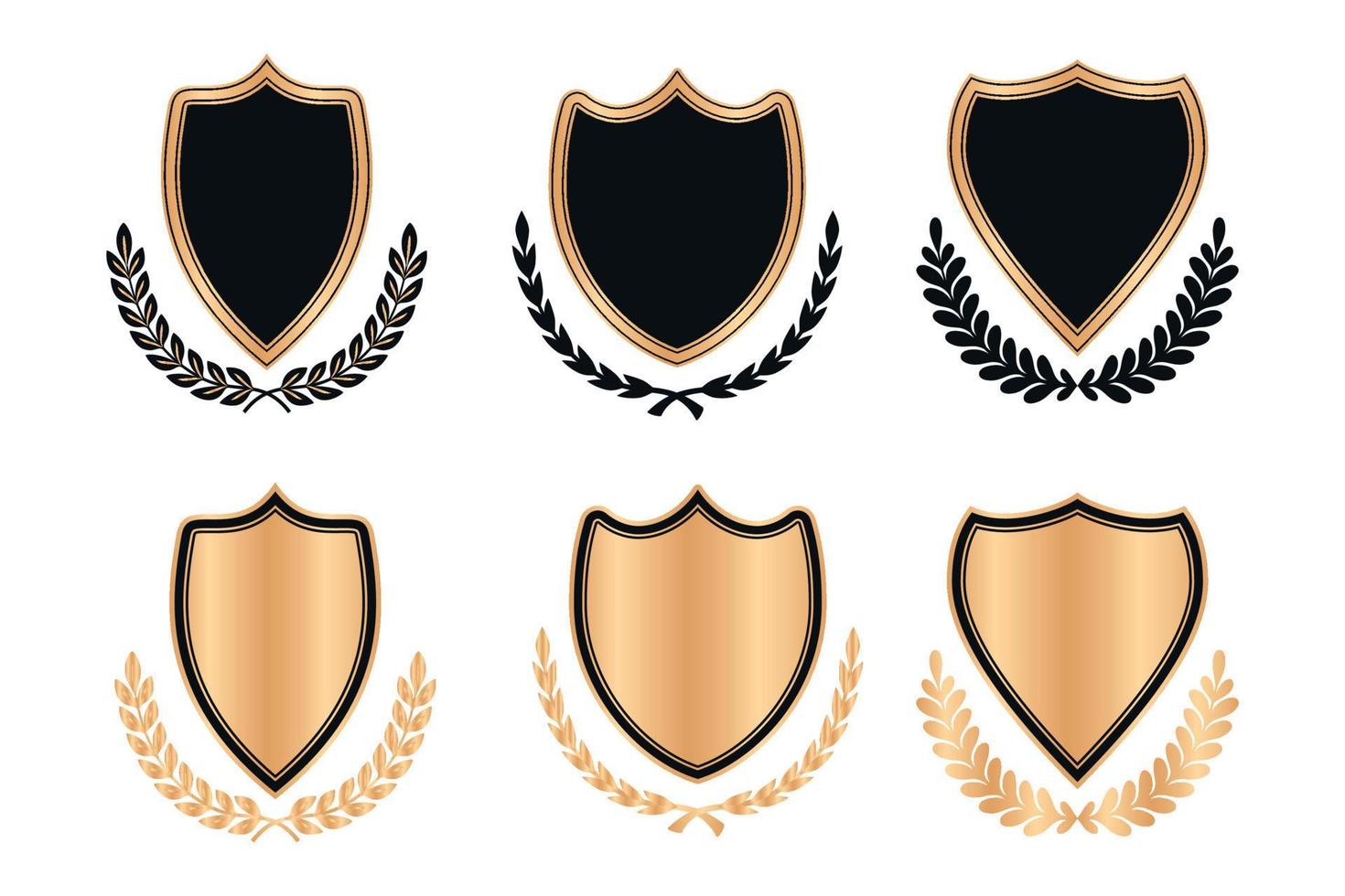 elegante ouro escudo crachá para logotipo vetor