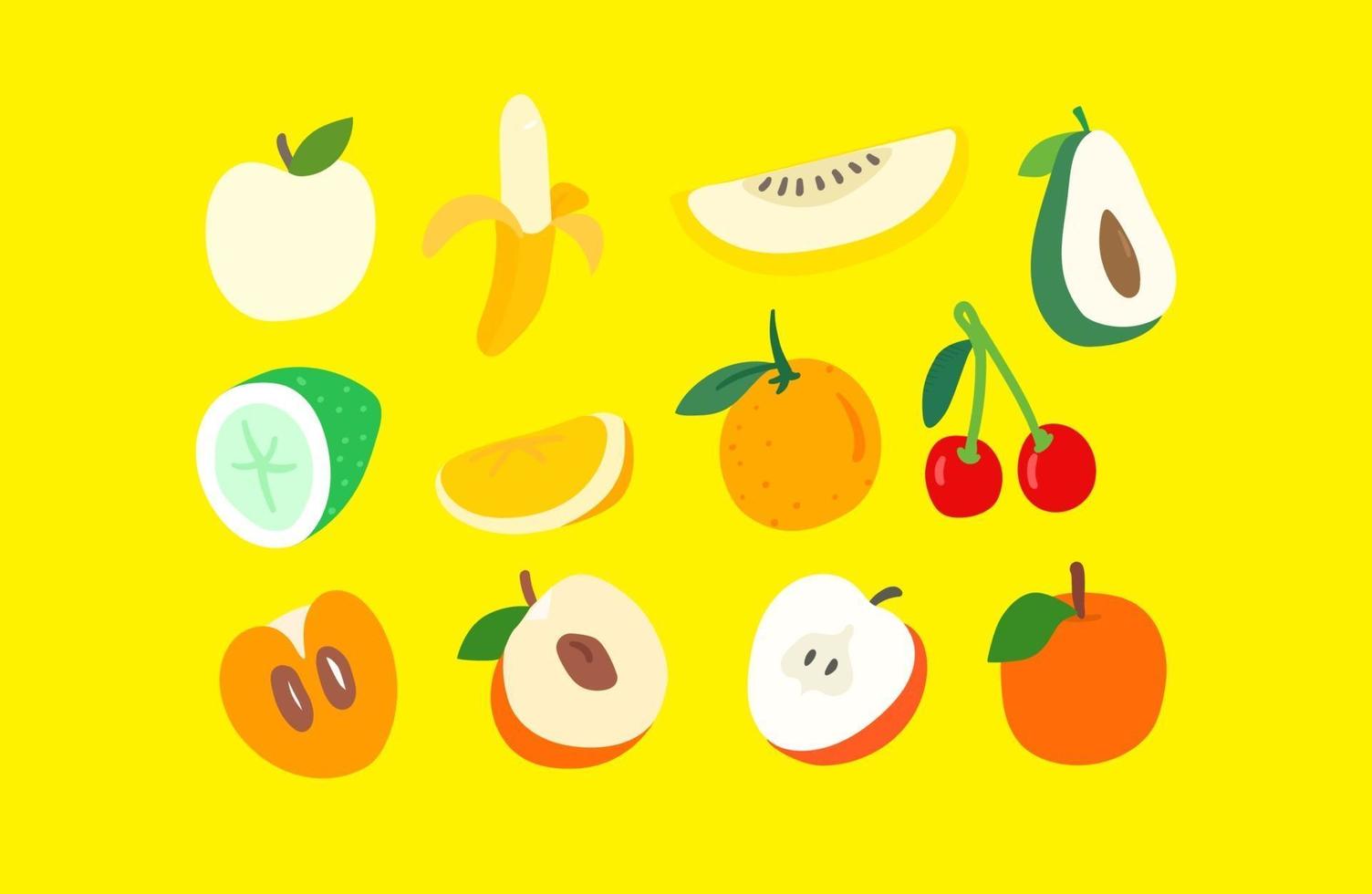conjunto de vetores de elementos artísticos de doodle criativo. ilustração do estilo esboçado. frutas
