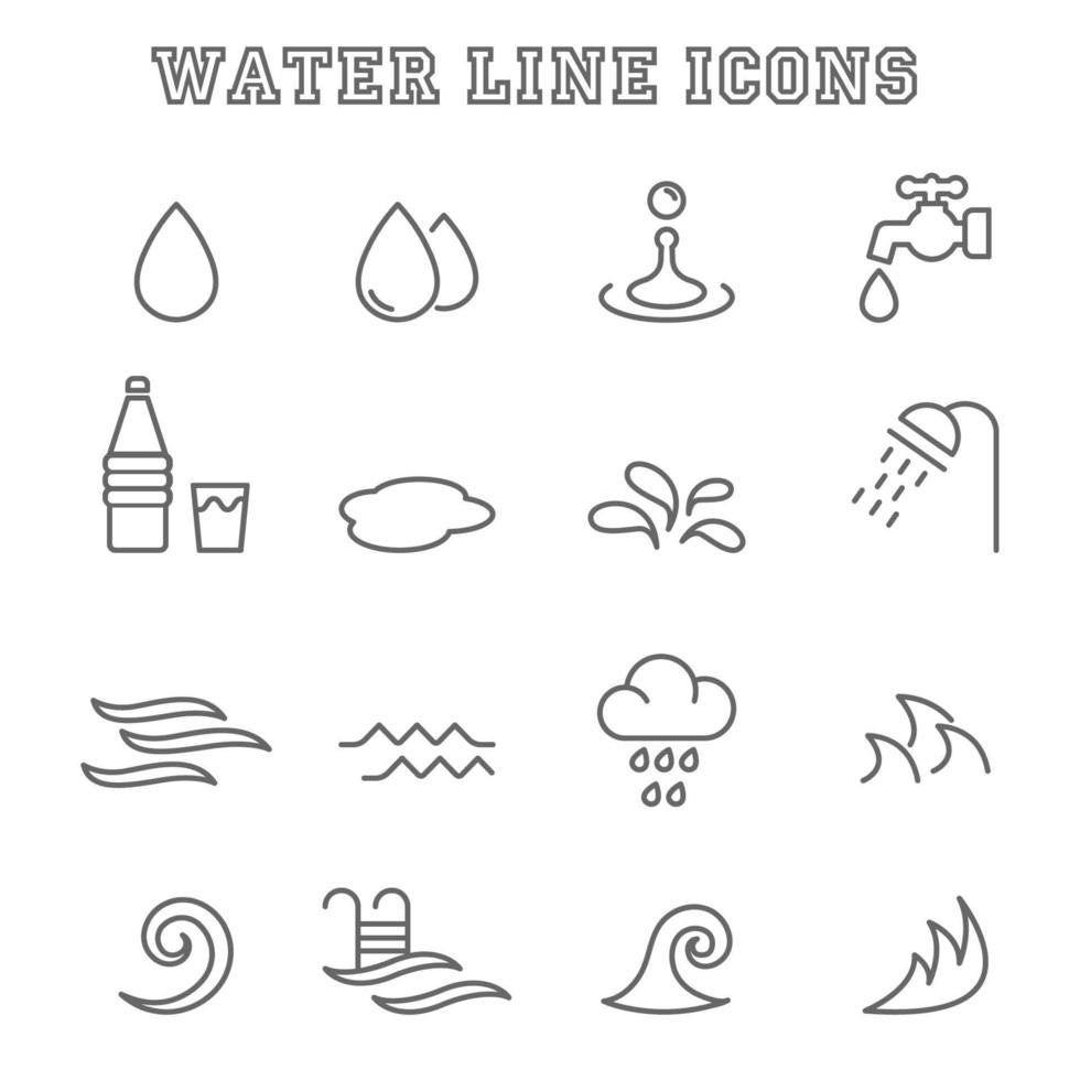 ícones de linha de água vetor
