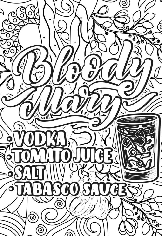 coquetéis receitas coloração página, coquetéis receitas coloração livro projeto, motivacional citações coloração Páginas Projeto. inspirado palavras coloração livro projeto, ansiedade alívio coloração livro para adultos. vetor