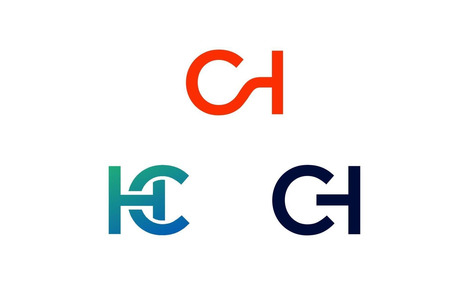 ch, hc inicial, vetor de modelo de design de logotipo