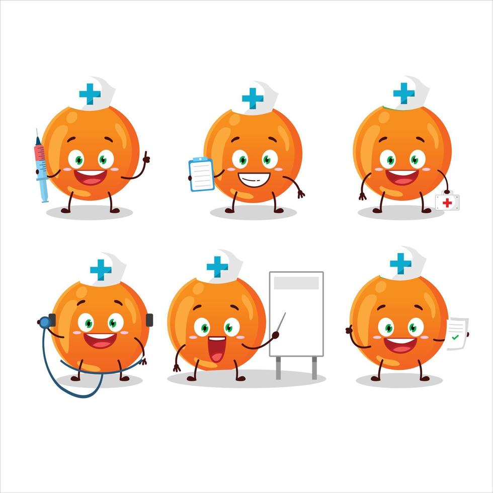 médico profissão emoticon com dia das Bruxas laranja doce desenho animado personagem vetor