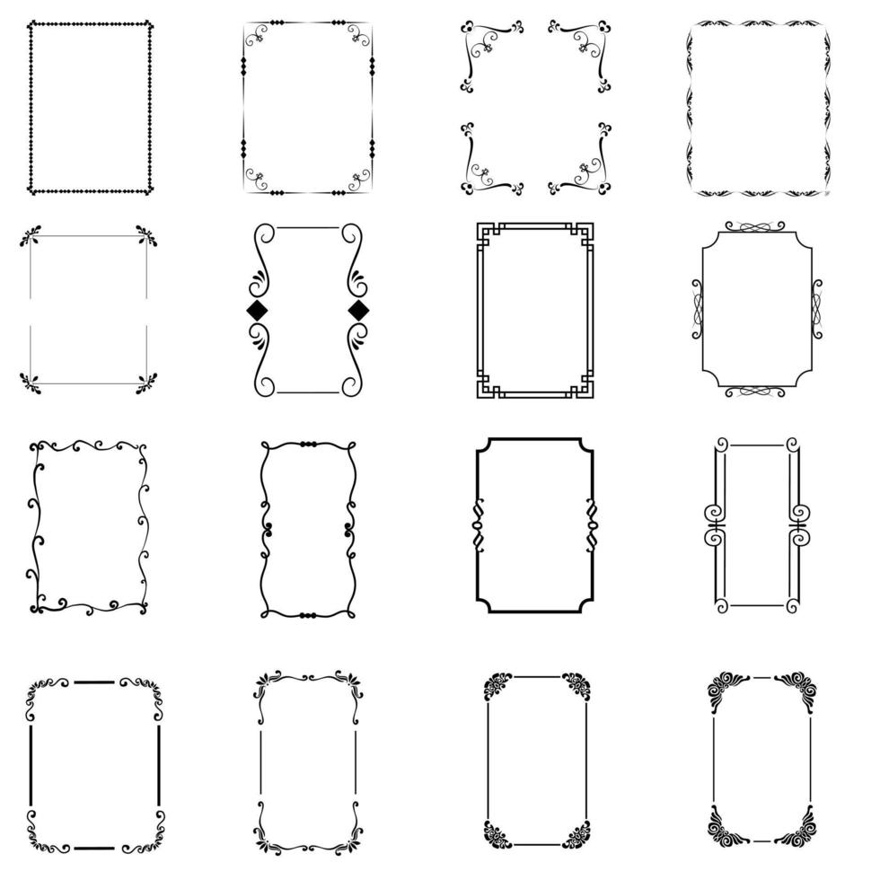 quadros caligráficos vintage. moldura de calígrafo ornamentado, bordas ornamentais elegantes retrô e ornamentos florais de filigrana para modelo de certificado emoldurado. conjunto de sinais de ilustração vetorial isolado vetor