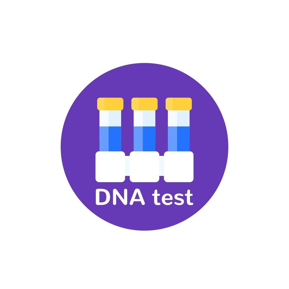 ícone de teste de DNA com tubos de laboratório vetor