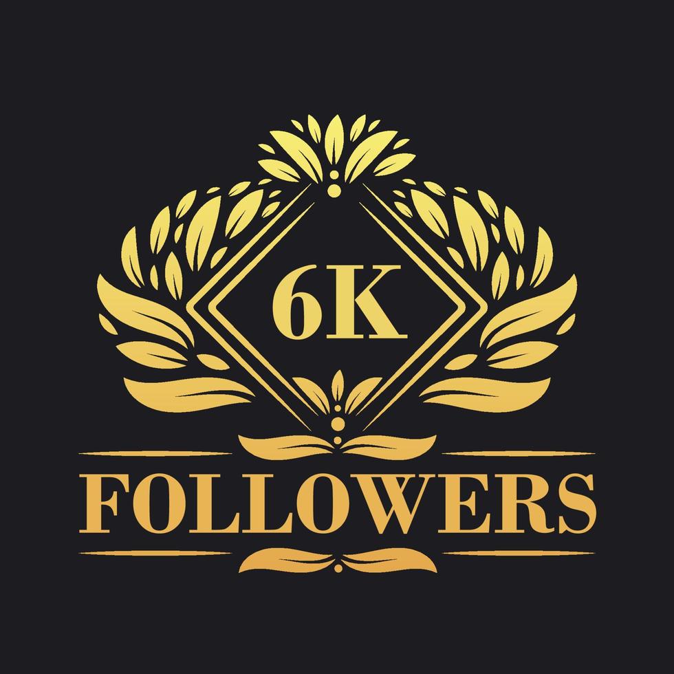 6k seguidores celebração Projeto. luxuoso 6k seguidores logotipo para social meios de comunicação seguidores vetor