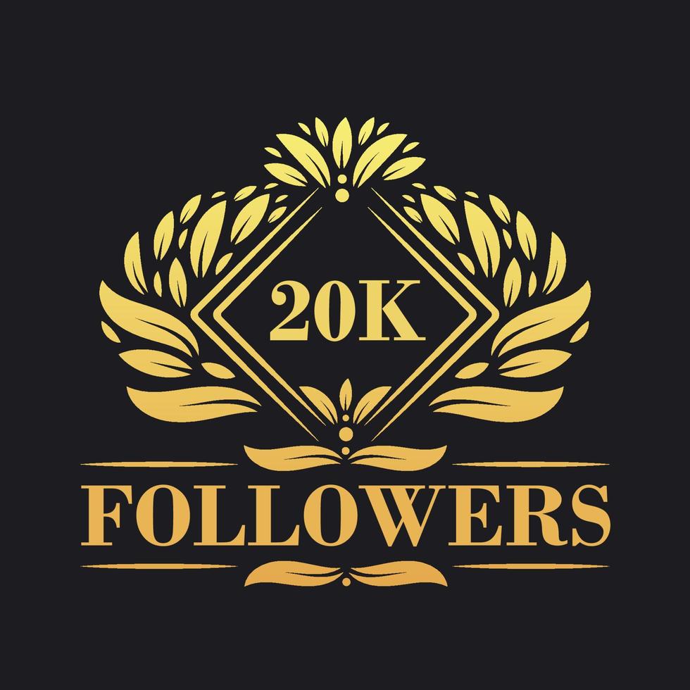 20k seguidores celebração Projeto. luxuoso 20k seguidores logotipo para social meios de comunicação seguidores vetor