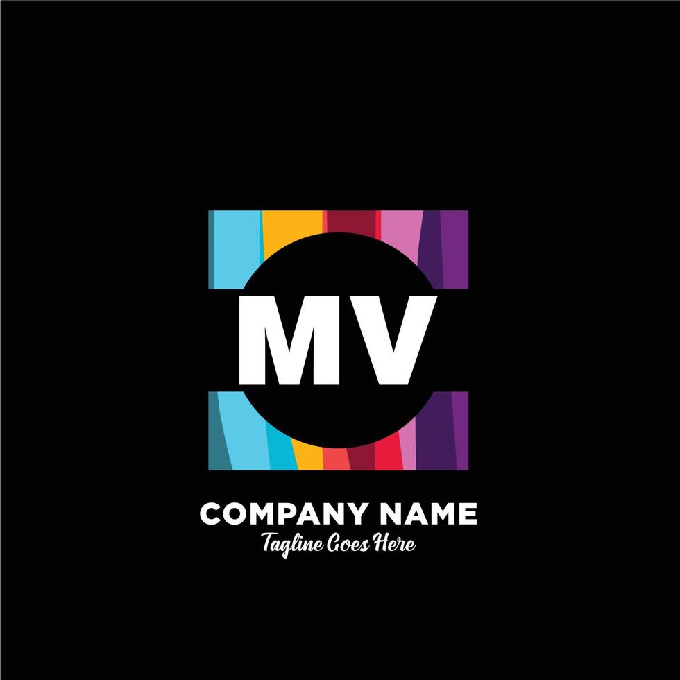 mv inicial logotipo com colorida modelo vetor