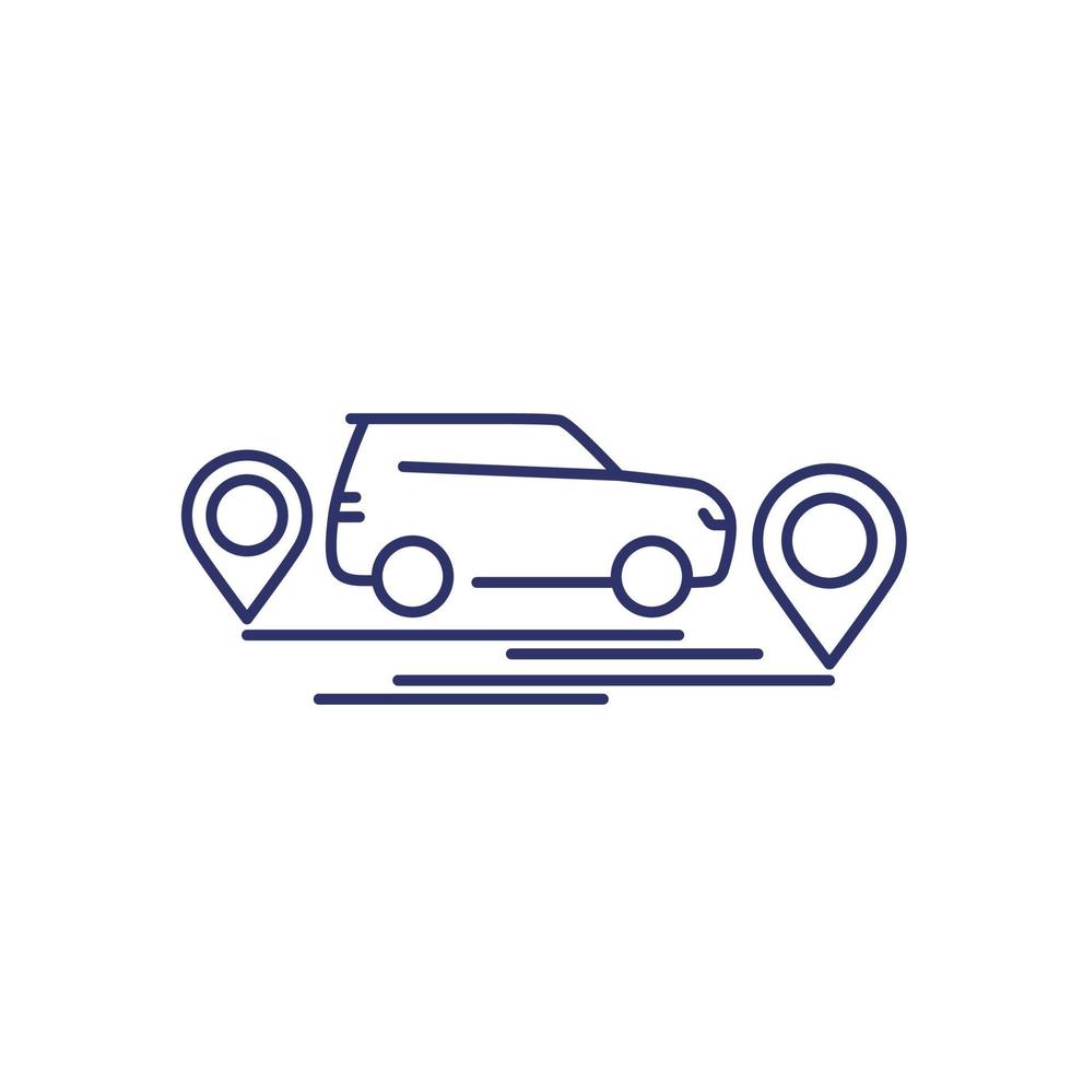 carsharing, ícone de linha de serviço de aluguel de carros vetor