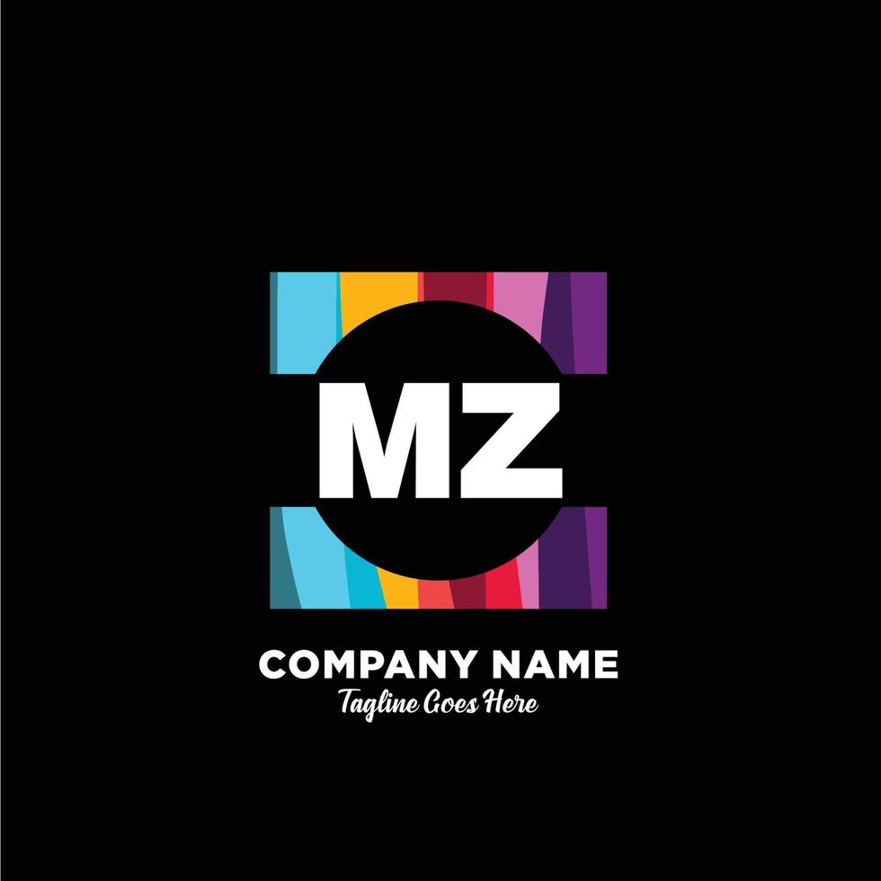 mz inicial logotipo com colorida modelo vetor