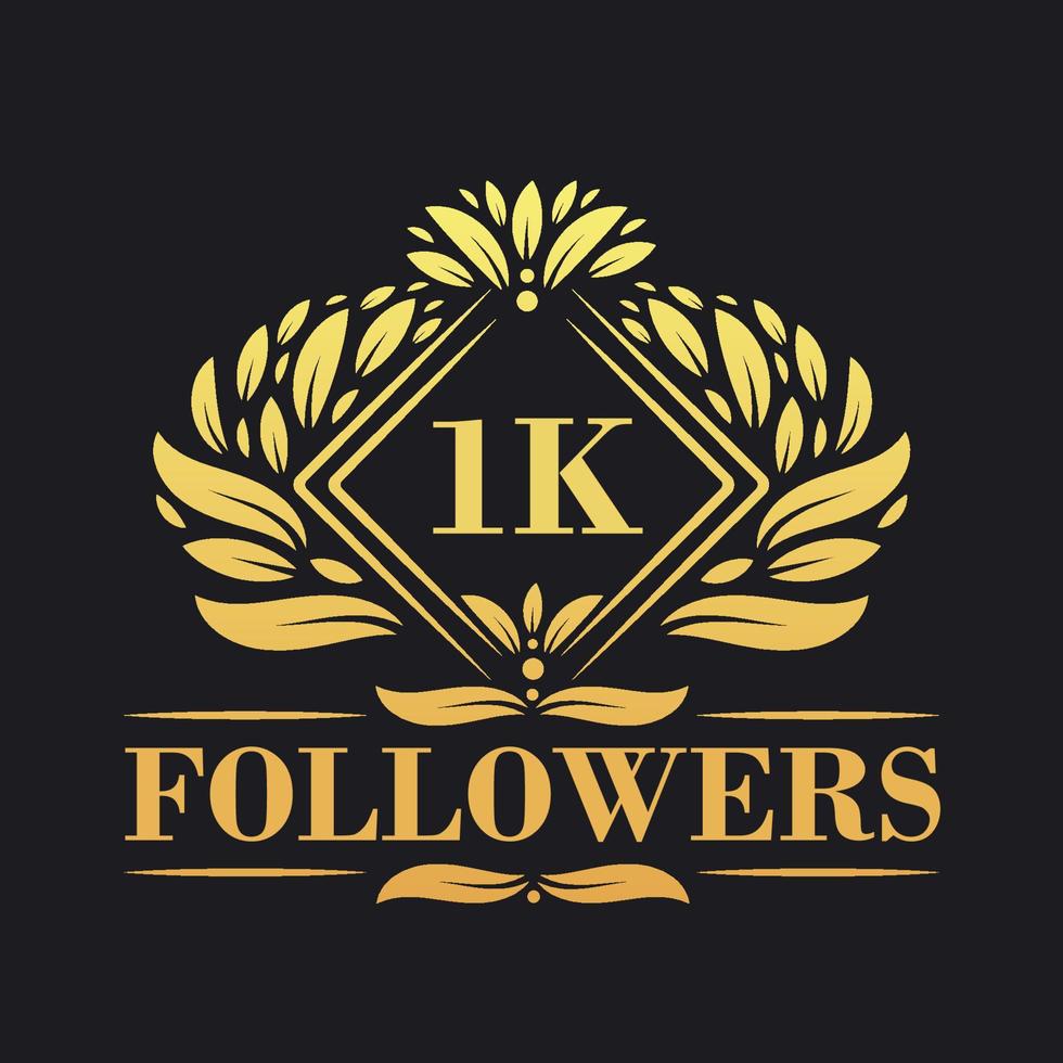 1k seguidores celebração Projeto. luxuoso 1k seguidores logotipo para social meios de comunicação seguidores vetor