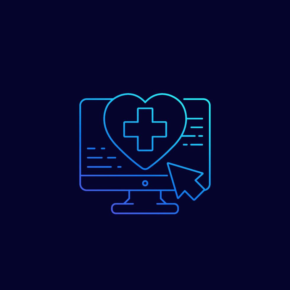 ícone de serviços médicos online, linear vetor