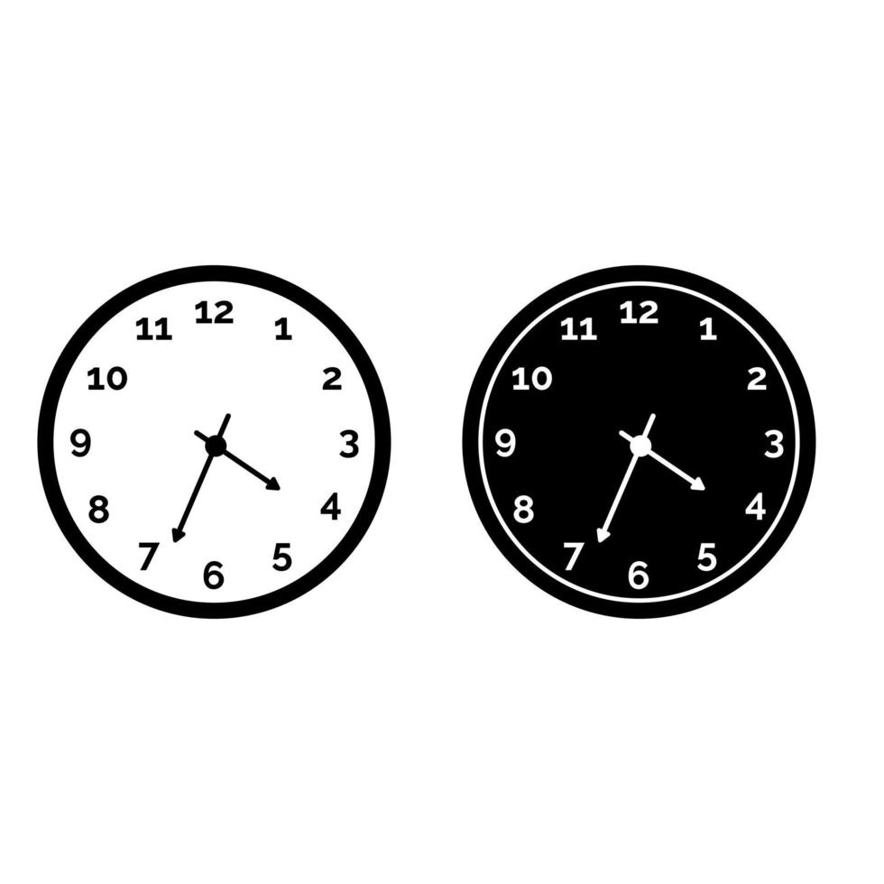 relógio face ícone vetor definir. parede relógio ilustração placa coleção. Tempo símbolo. Assistir símbolo ou logotipo.