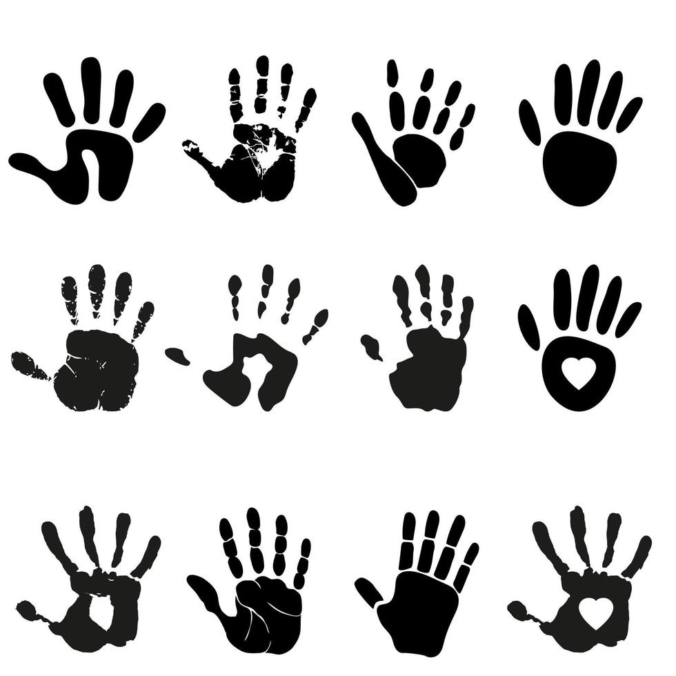 impressão da mão ícone vetor definir. mão ilustração placa coleção. mão impressão símbolo ou logotipo.