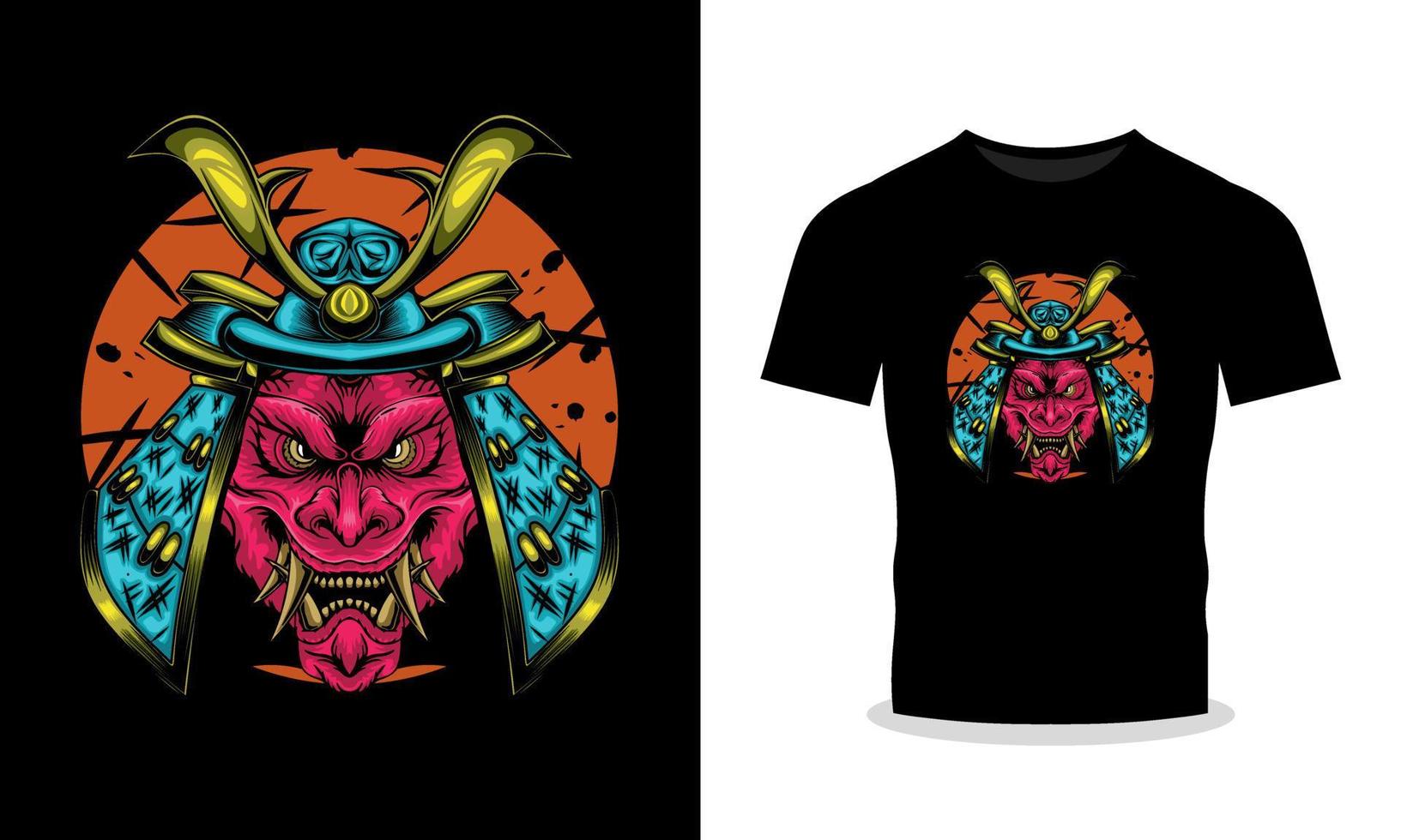 faço uma declaração com cabeça samurai ilustração em seu camiseta vetor