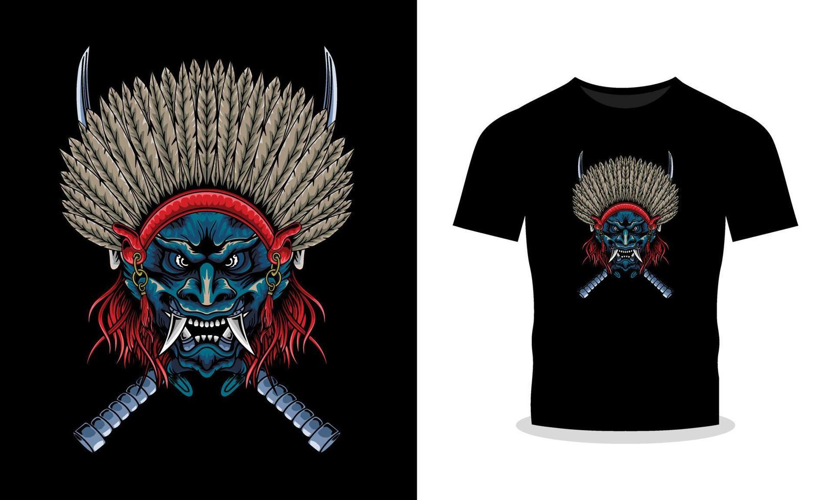 cabeça samurai ilustração camiseta ilustração vetor