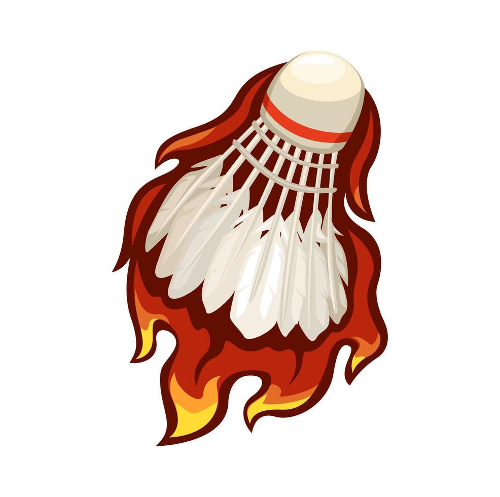 fogo peteca badminton símbolo esporte desenho animado ilustração vetor