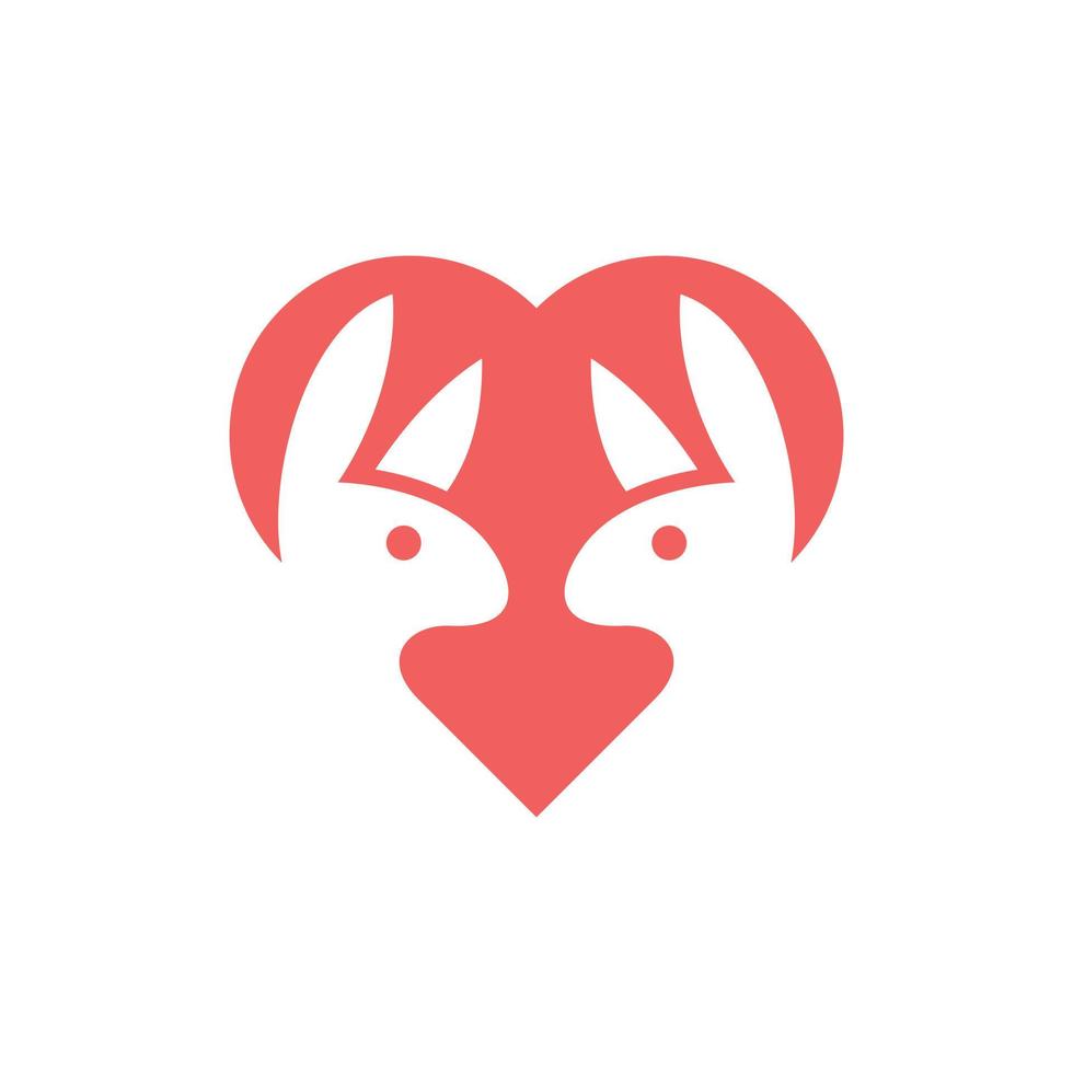 dois Coelho amor romance moderno logotipo vetor