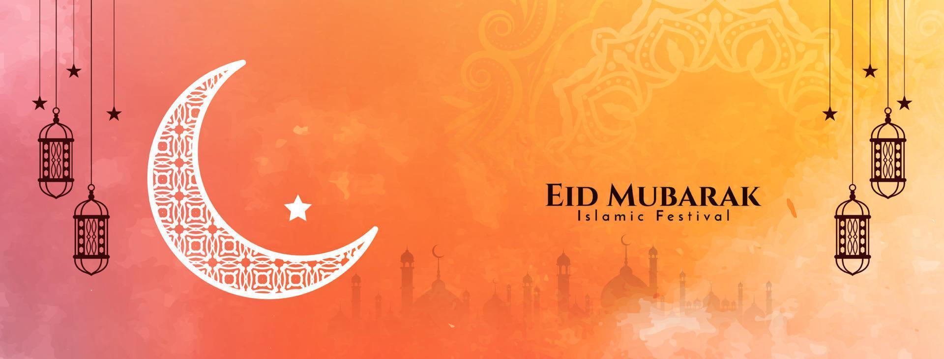 eid Mubarak islâmico festival cumprimento bandeira Projeto vetor