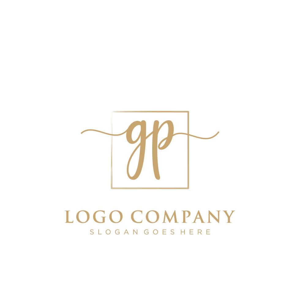 inicial gp feminino logotipo coleções modelo. caligrafia logotipo do inicial assinatura, casamento, moda, joalheria, butique, floral e botânico com criativo modelo para qualquer companhia ou negócios. vetor