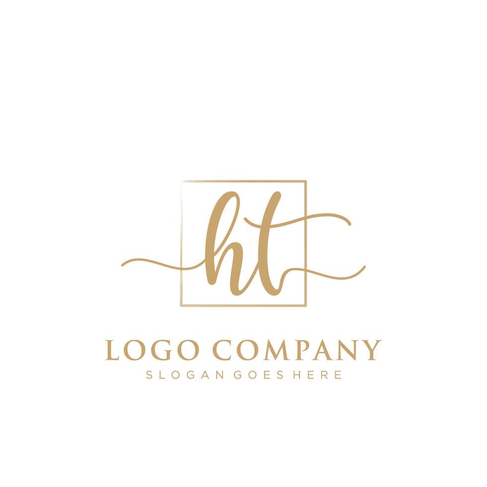 inicial ht feminino logotipo coleções modelo. caligrafia logotipo do inicial assinatura, casamento, moda, joalheria, butique, floral e botânico com criativo modelo para qualquer companhia ou negócios. vetor