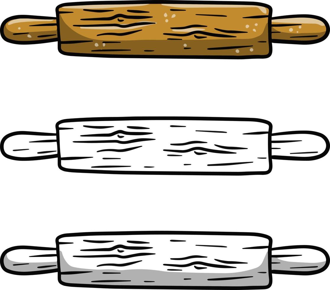 de madeira utensílio para cozinha e culinária. desenho animado esboço rabisco ilustração isolado em branco vetor